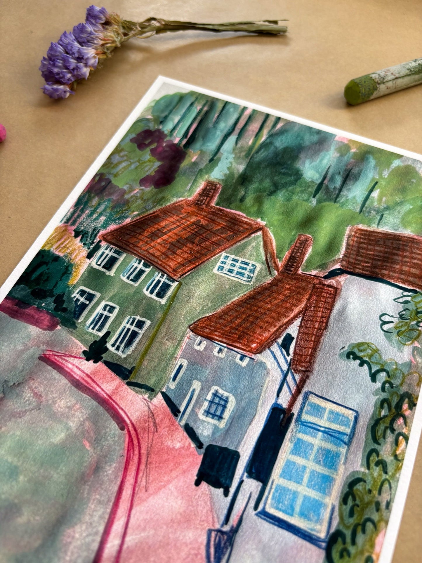 Colourful Houses Art Print