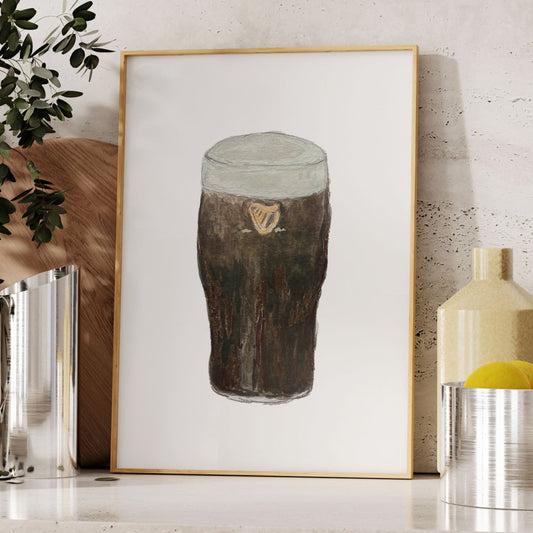 Framed guinness print by Emily Maylin. Shown in size A4