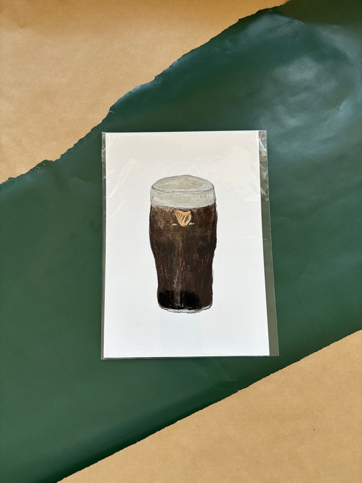 A close up image of the guinness print by Emily Maylin. Shown in size A5
