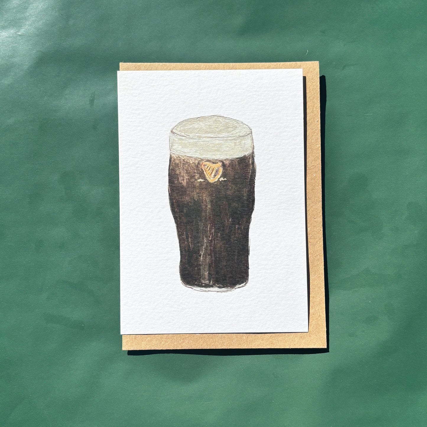 Greeting card with an illustration of a pint of guinness