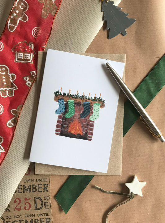 Stockings on the Fireplace Card