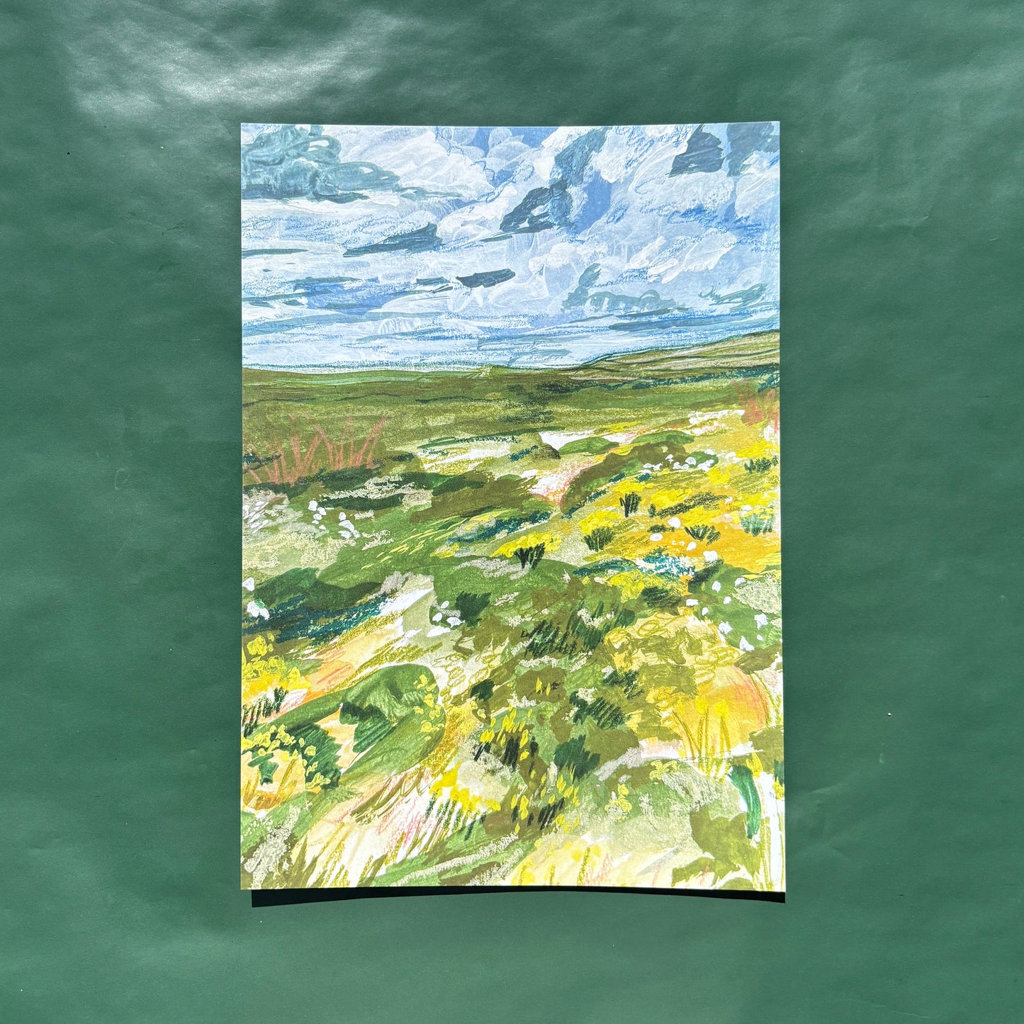 Art print featuring an abstract painting of an Irish forest landscape