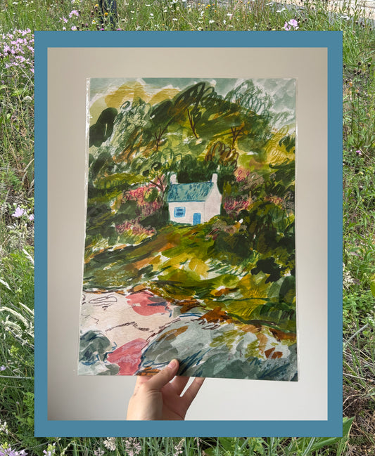 Sale - Seaside Cottage Print A3